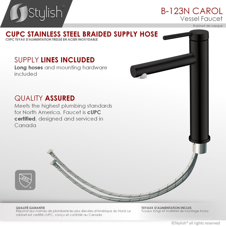 Matte Black Stainless Steel Single Handle Vessel Bathroom Faucet