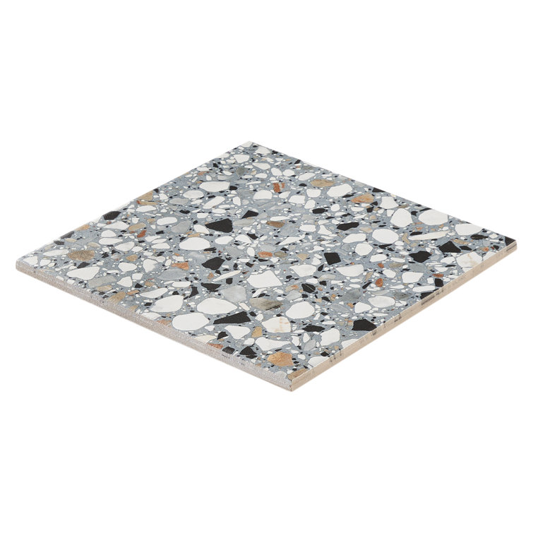 Shards Terrazzo 8" x 8" Matte Blue Porcelain Tile