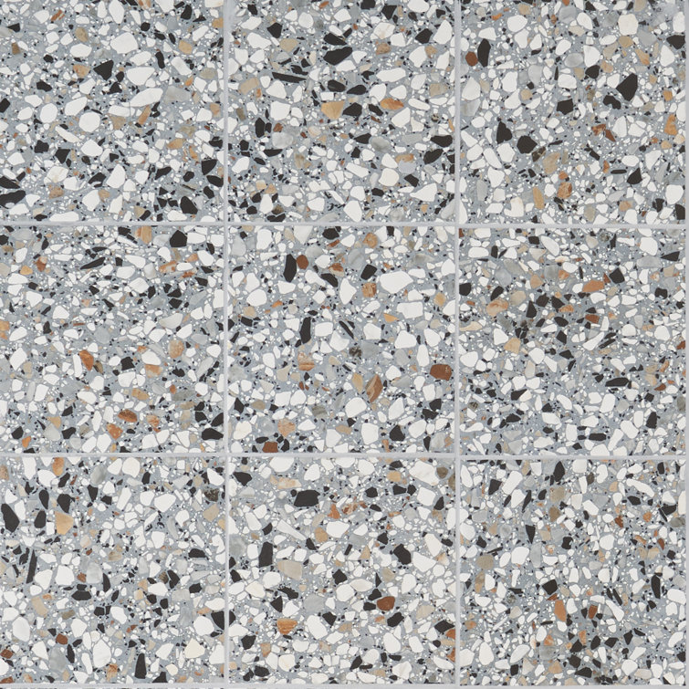 Shards Terrazzo 8" x 8" Matte Blue Porcelain Tile