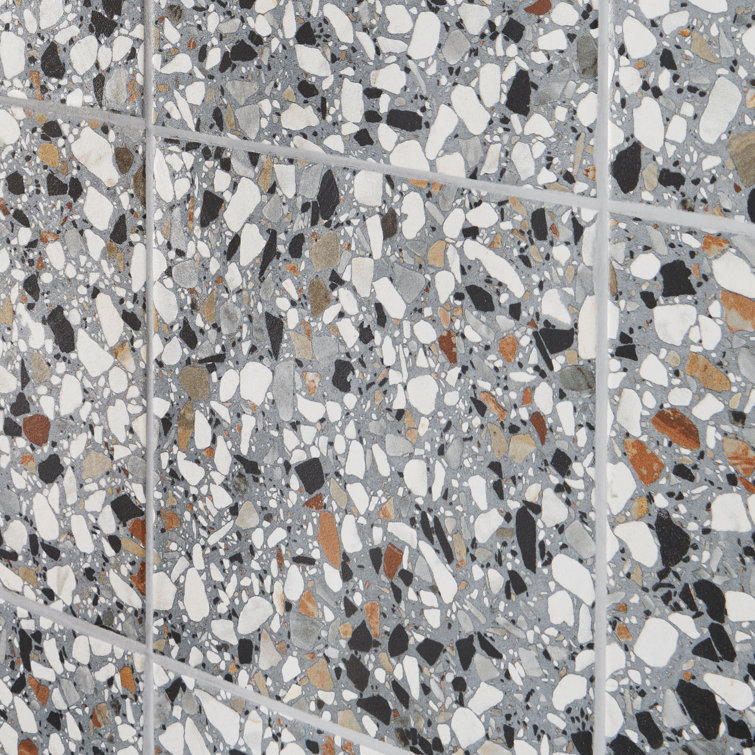 Shards Terrazzo 8" x 8" Matte Blue Porcelain Tile