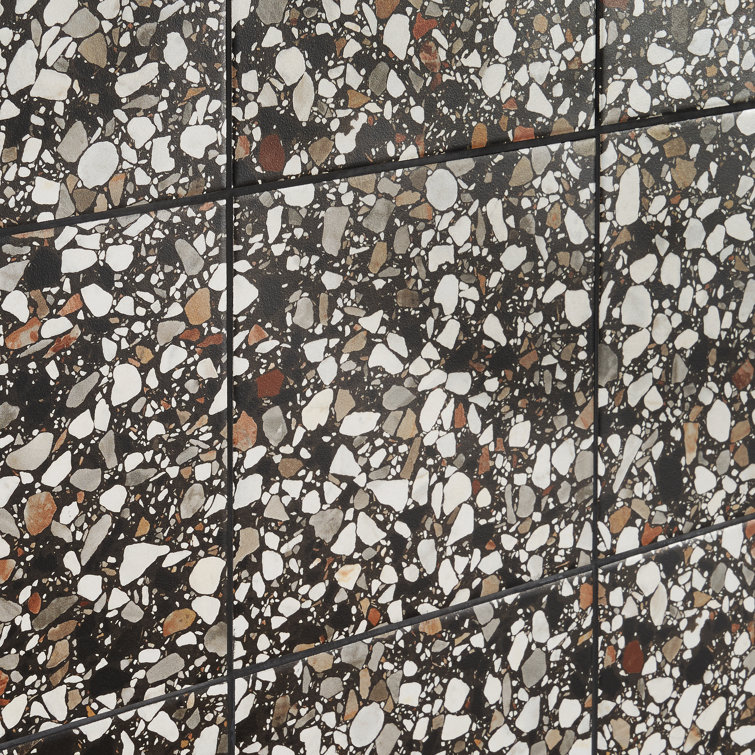 Grain Black Matte Porcelain Patterned Floor and Wall Tile