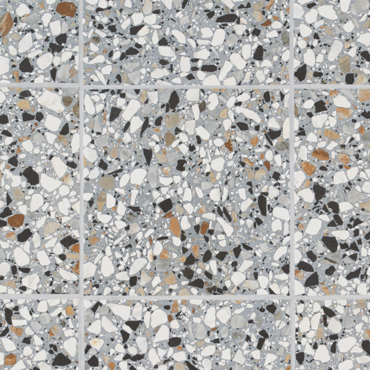 Shards Terrazzo 8" x 8" Matte Blue Porcelain Tile