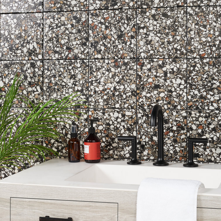 Grain Black Matte Porcelain Patterned Floor and Wall Tile
