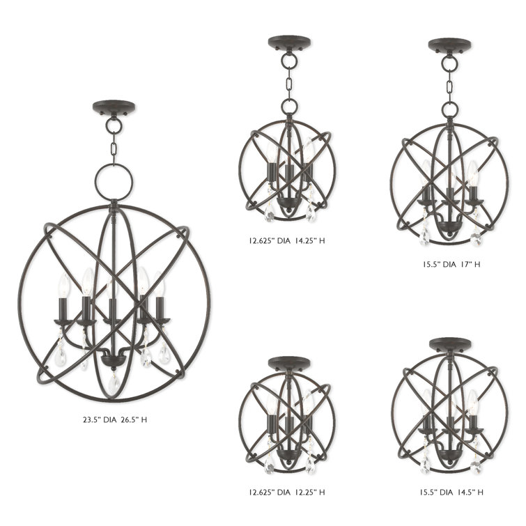 Aria English Bronze 5-Light Crystal Sphere Chandelier