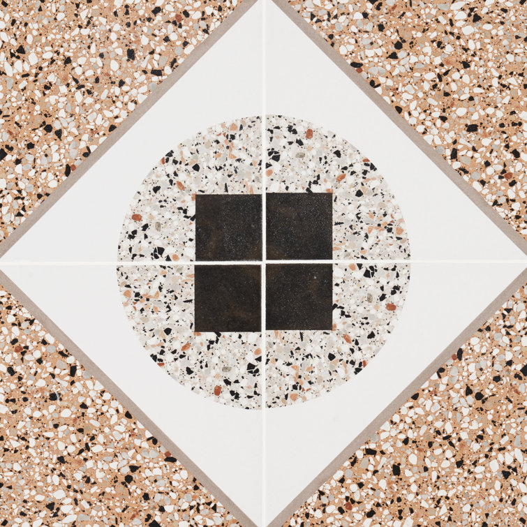 Grain Deco 8" Matte Porcelain Terrazzo Floor and Wall Tile