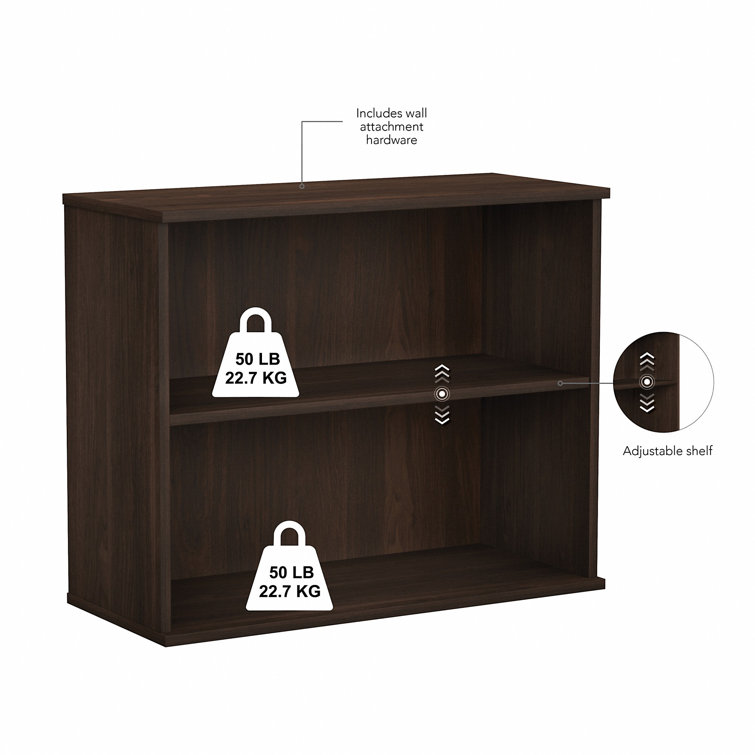 Adjustable Black Walnut Tall Etagere Bookcase with Engineered Wood