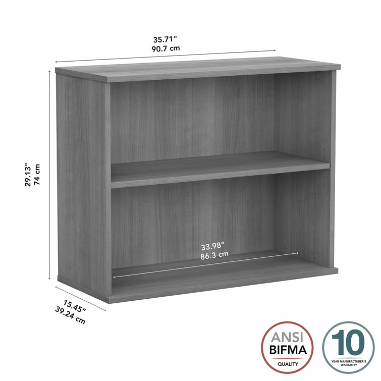 Transitional Platinum Gray Engineered Wood 2-Shelf Bookcase