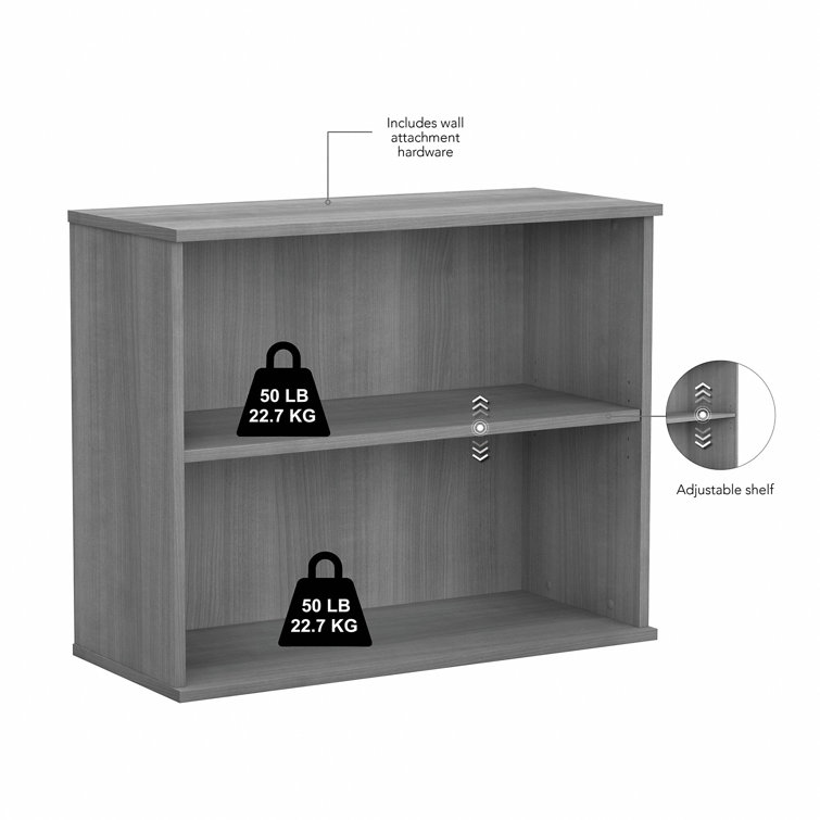 Transitional Platinum Gray Engineered Wood 2-Shelf Bookcase
