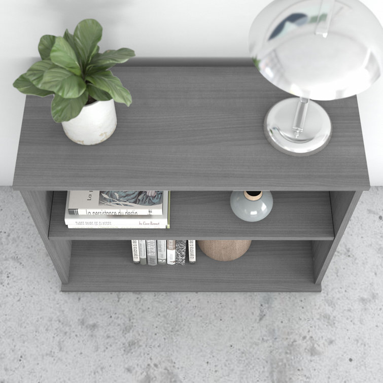 Transitional Platinum Gray Engineered Wood 2-Shelf Bookcase