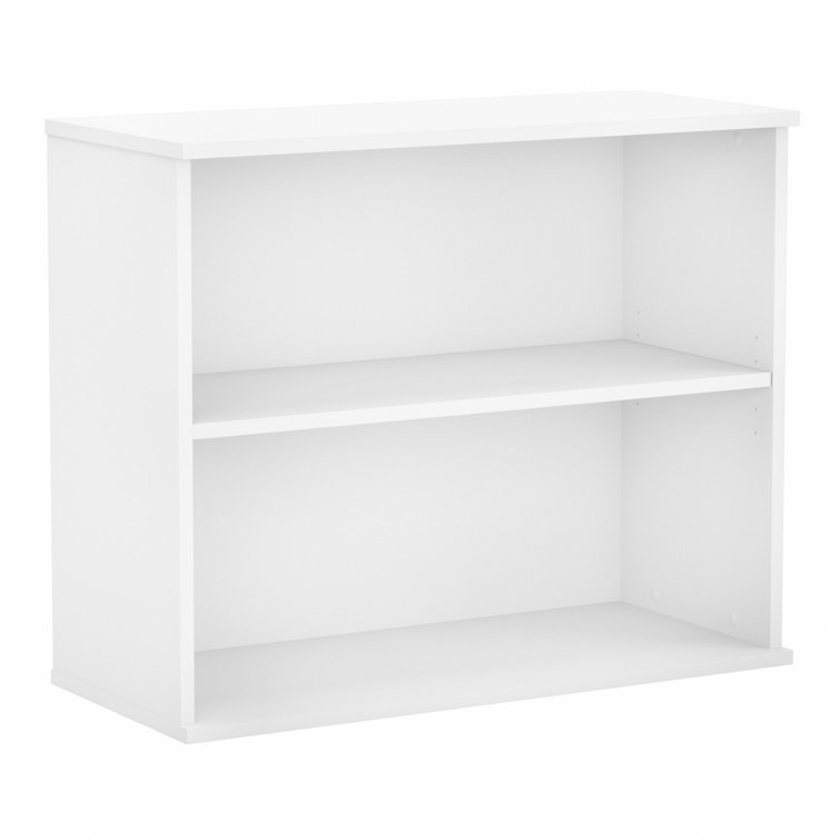 Transitional White Engineered Wood Adjustable 2-Shelf Bookcase