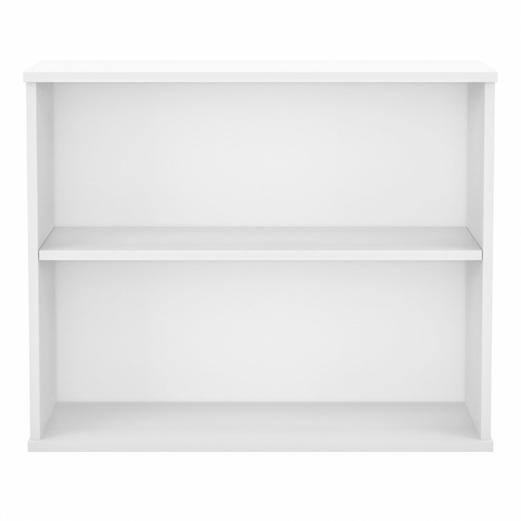 Transitional White Engineered Wood Adjustable 2-Shelf Bookcase