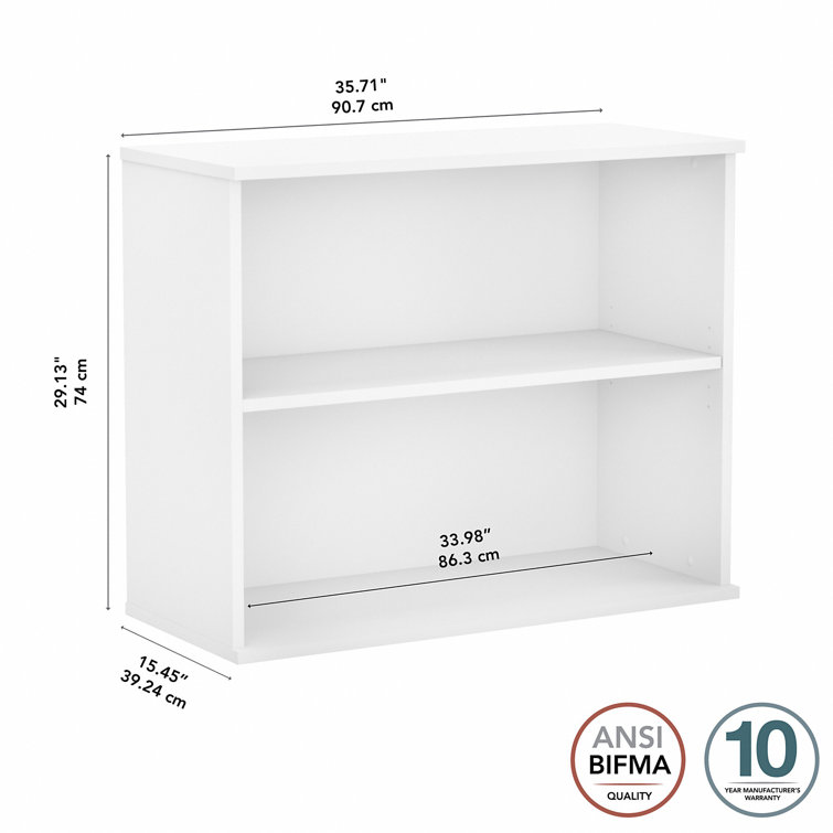 Transitional White Engineered Wood Adjustable 2-Shelf Bookcase