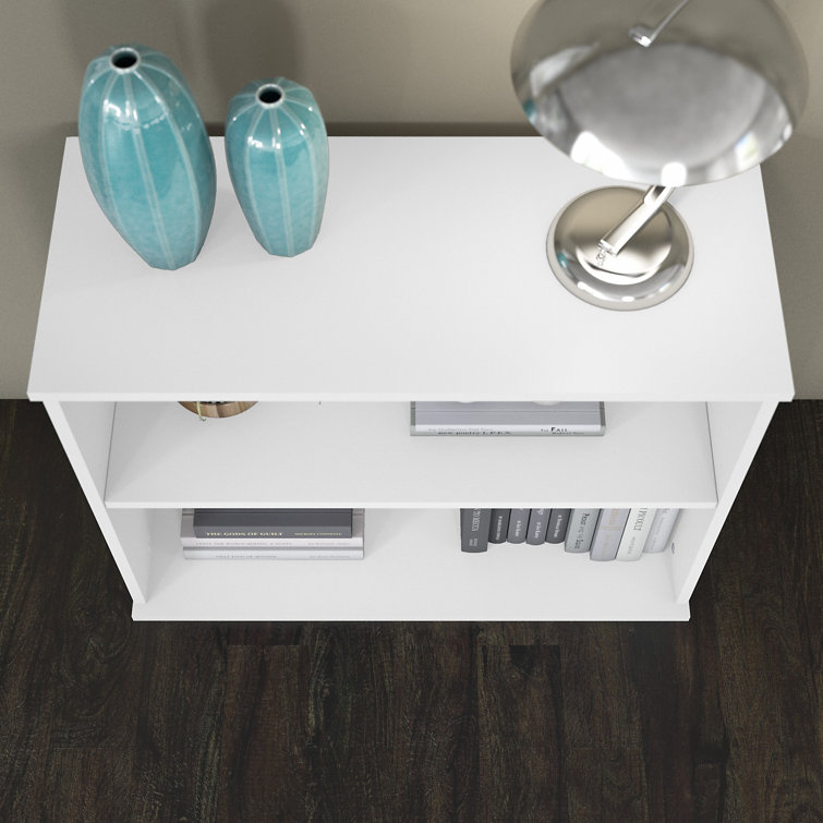 Transitional White Engineered Wood Adjustable 2-Shelf Bookcase