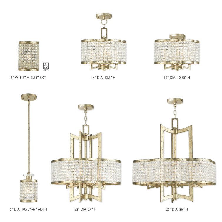Winter Gold Crystal 4-Light Geometric Chandelier