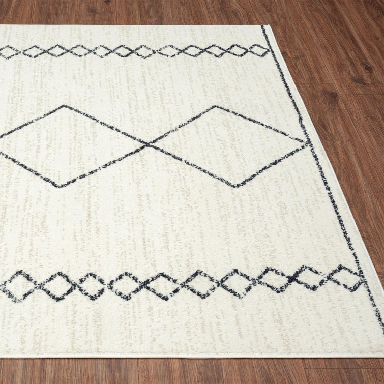Cream Geometric Synthetic 8' x 10' Area Rug
