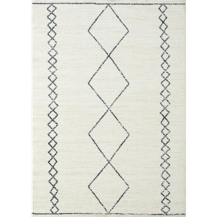 Cream Geometric Synthetic 8' x 10' Area Rug
