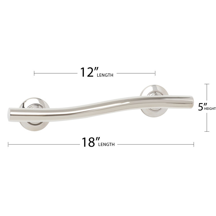 18" Polished Stainless Steel Wave Grab Bar