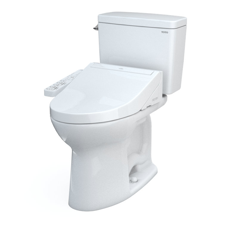 Modern Elongated Two-Piece Toilet with Tornado Flush and Heated Seat