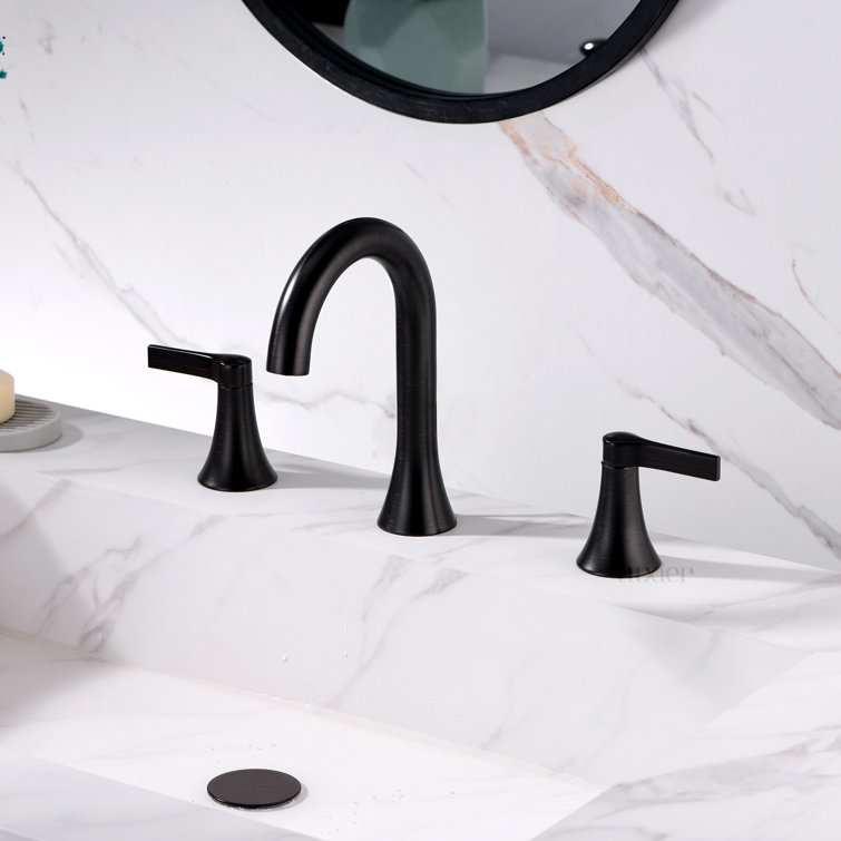 Oil Rubbed Bronze Widespread Bathroom Faucet with Drain Assembly