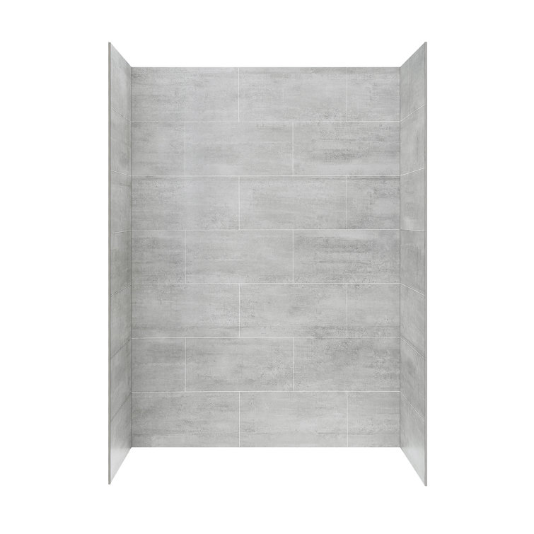 Gray 60'' x 32'' SPC Composite Alcove Shower Kit