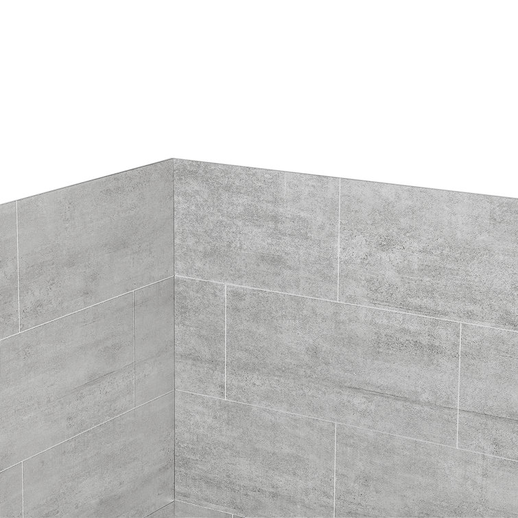 Gray 60'' x 32'' SPC Composite Alcove Shower Kit