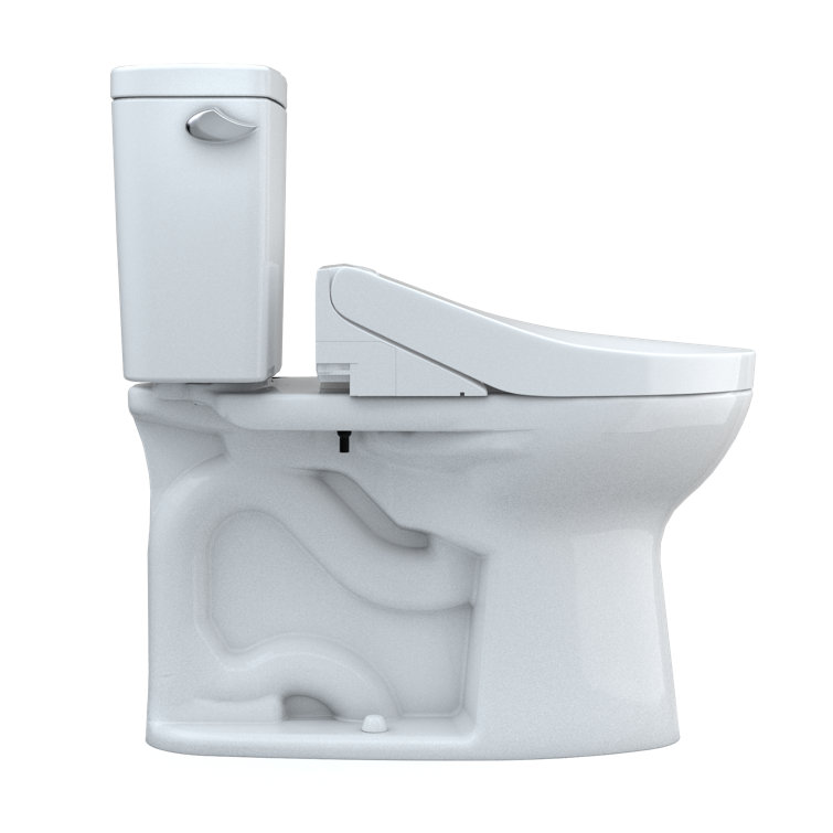 White High Efficiency Elongated Two-Piece Toilet with Bidet Seat