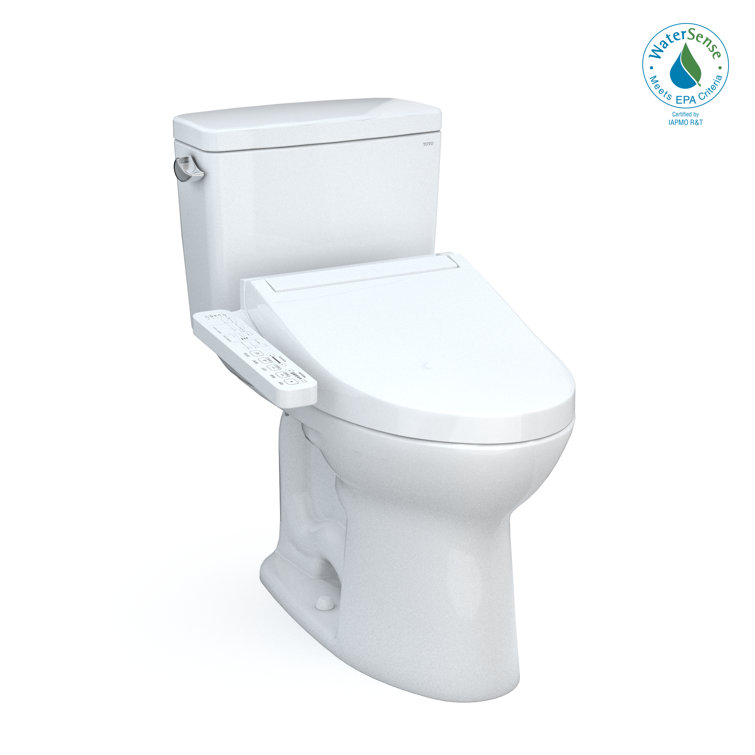 Modern Elongated Two-Piece Toilet with Tornado Flush and Heated Seat