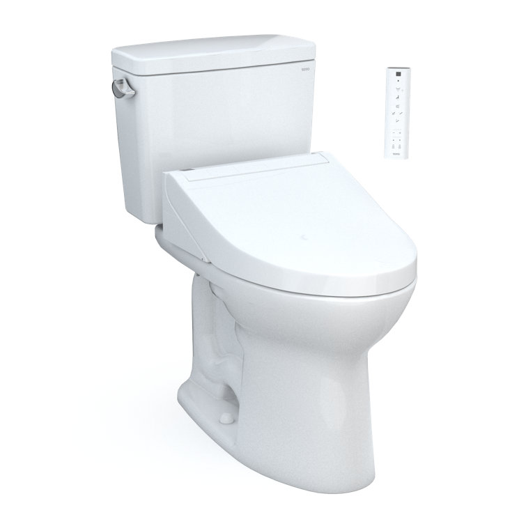 White Elongated Two-Piece Toilet with Tornado Flush