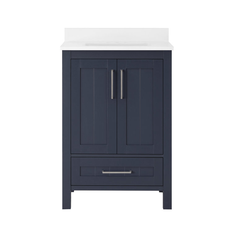 Midnight Blue 24" Freestanding Bathroom Vanity with Marble Top