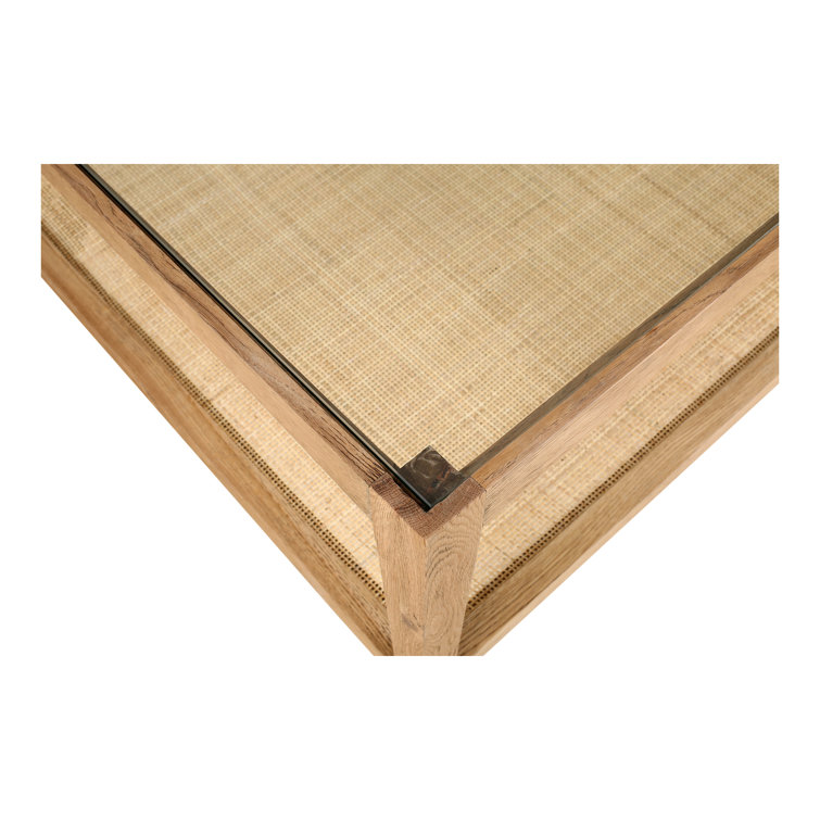 Transitional Broderick Square Outdoor Coffee Table with Glass Top