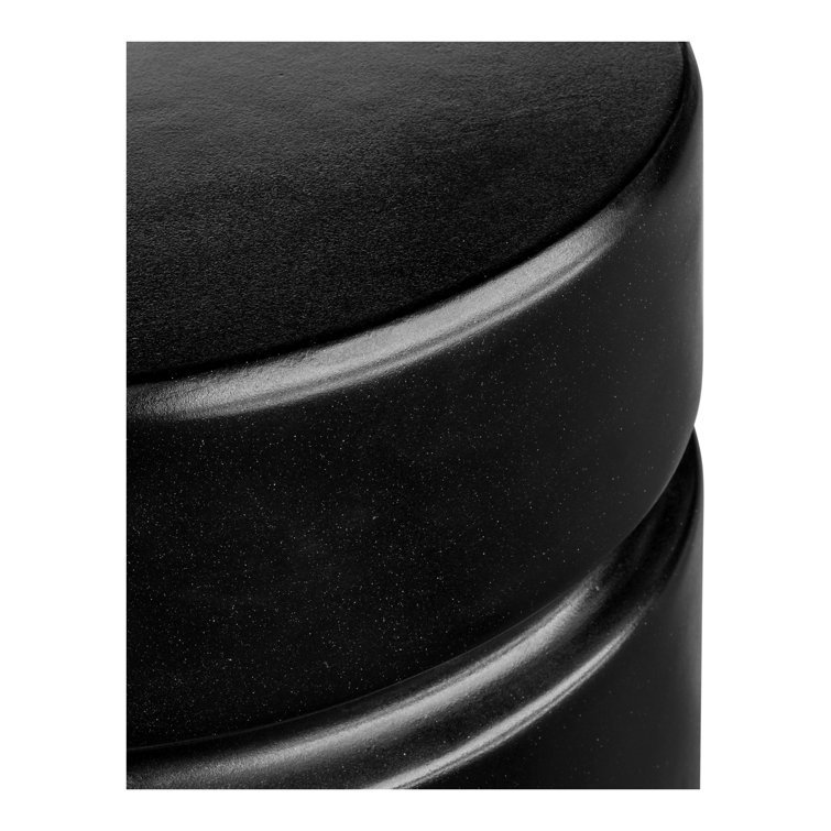 Black Round Concrete Drum End Table