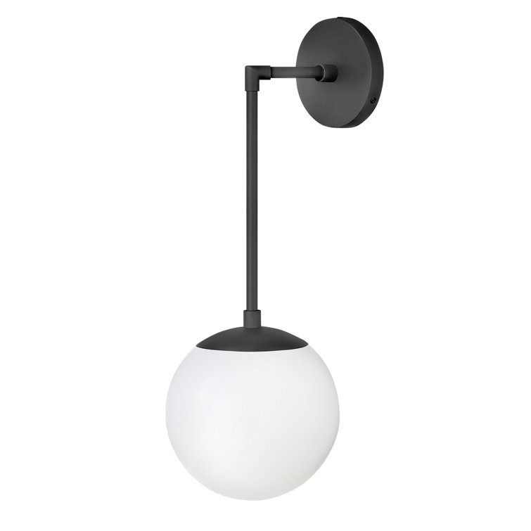 Warby Black Steel and Etched Opal Glass Dimmable Sconce