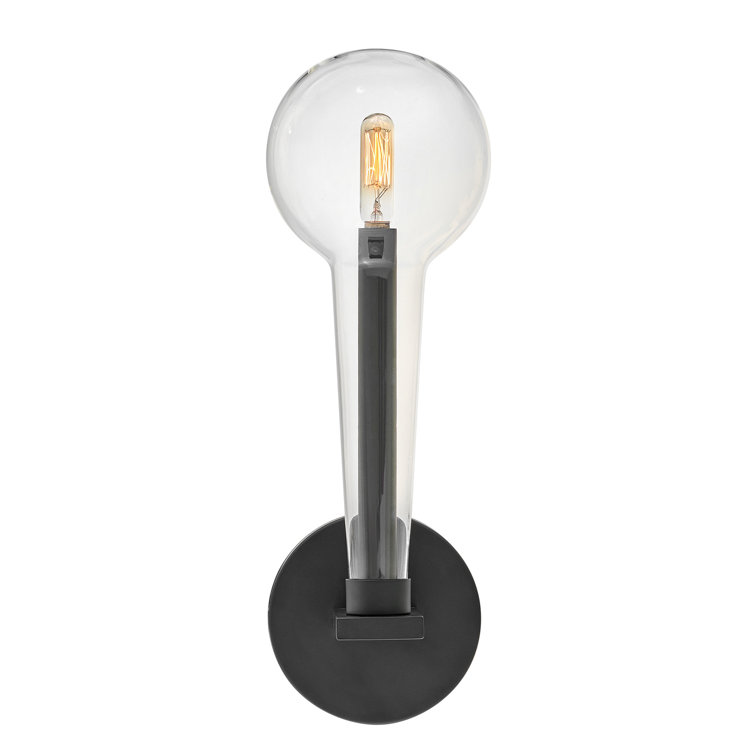 Black Dimmable Single-Light Wall Sconce with Clear Glass Shade