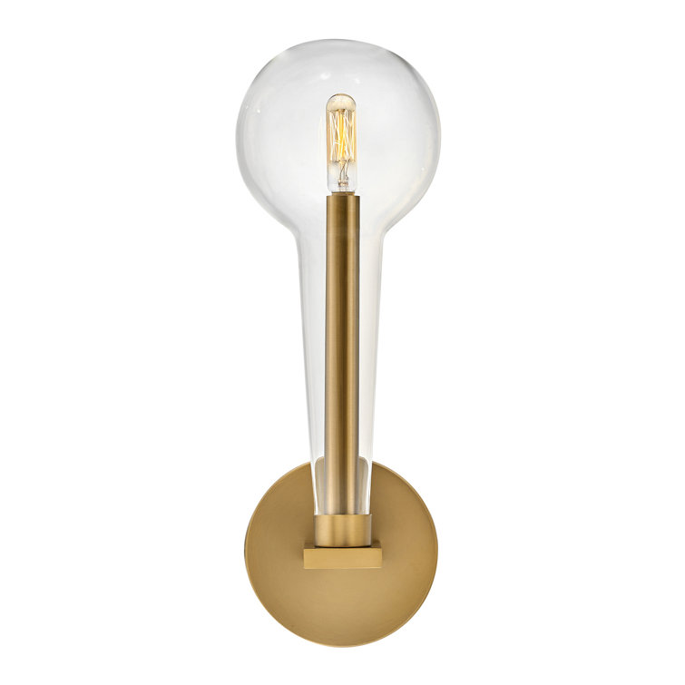 Alchemy Inspired Lacquered Brass & Clear Glass Dimmable Sconce