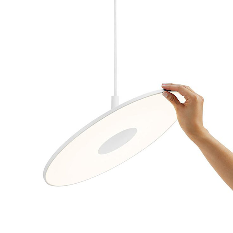 Circa Small White Geometric LED Pendant with USB Charging