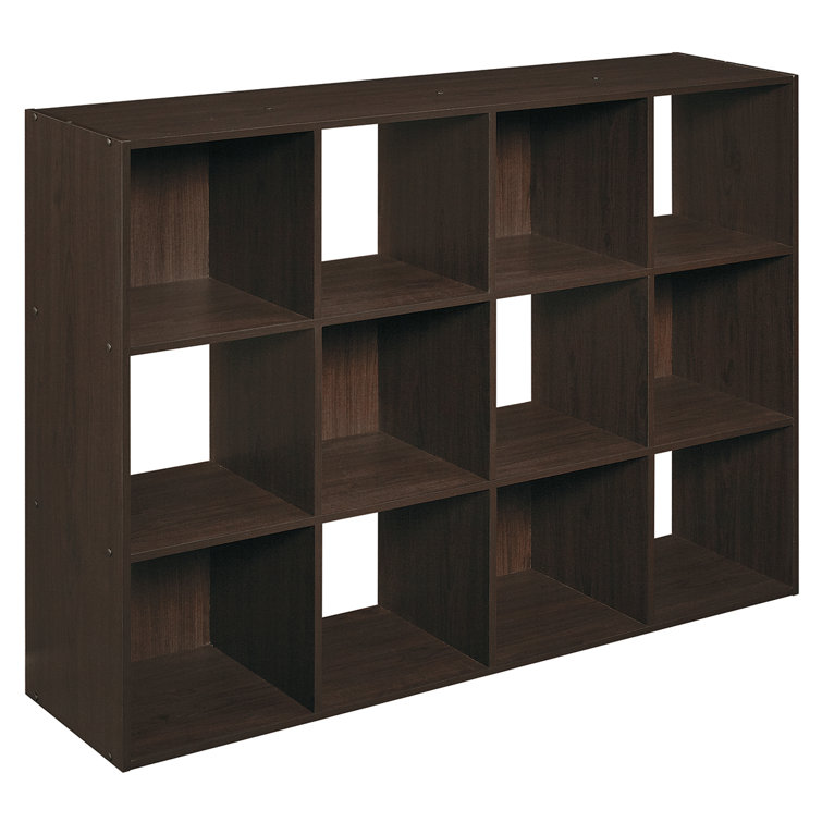 Espresso 12-Cube Laminate Organizer Bookcase