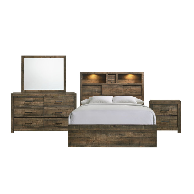 Beckett Dark Brown King 4-Piece Bedroom Set with Bluetooth