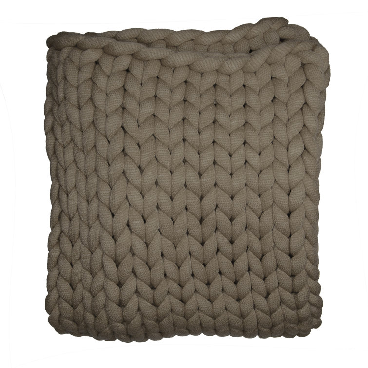 Green Chunky Knit Reversible Acrylic Throw Blanket