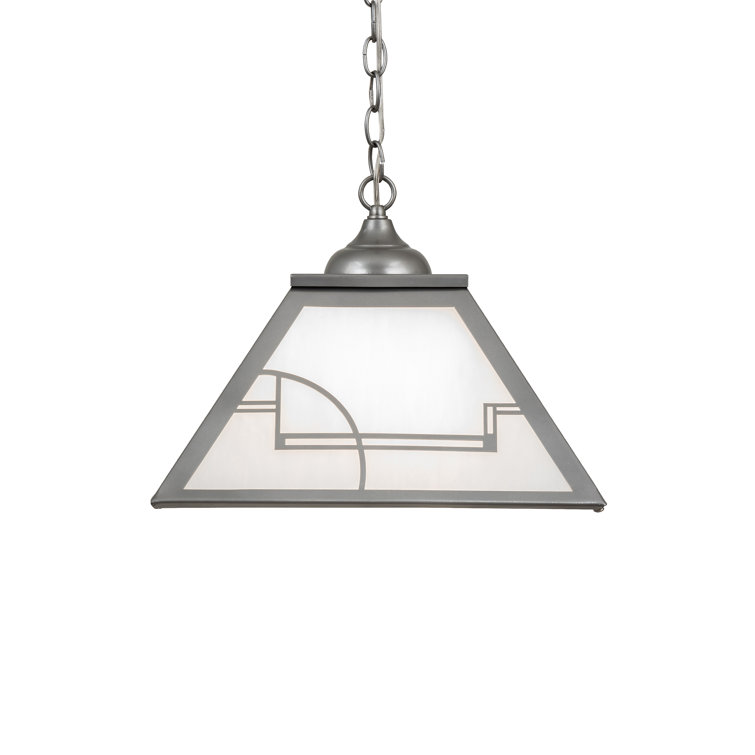 Nickel and White Glass Art Deco Pendant Light