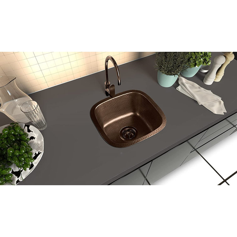 Hand Hammered Copper 15" Square Single Bowl Sink
