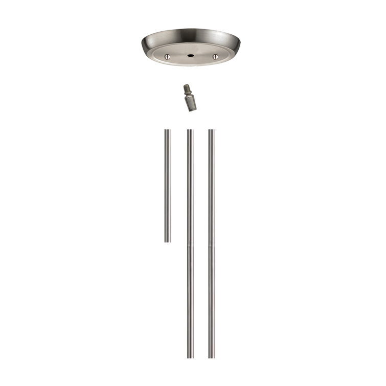 Satin Nickel Glass Extension Rod Kit for Ceiling Lights