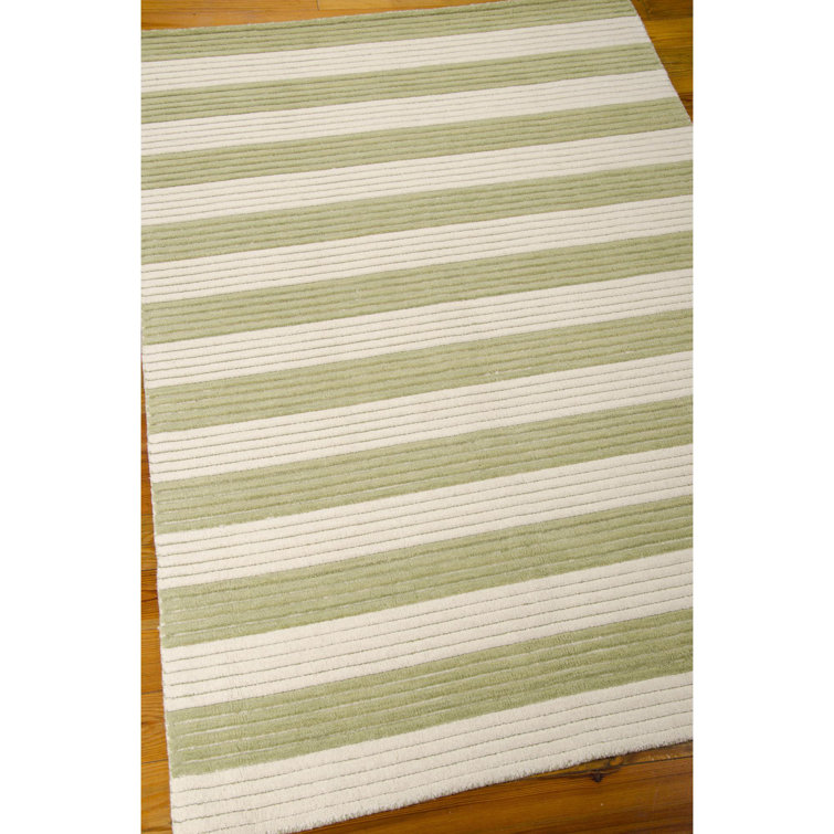 Sage Stripe Handmade Wool 8' x 10' Rustic Runner Rug