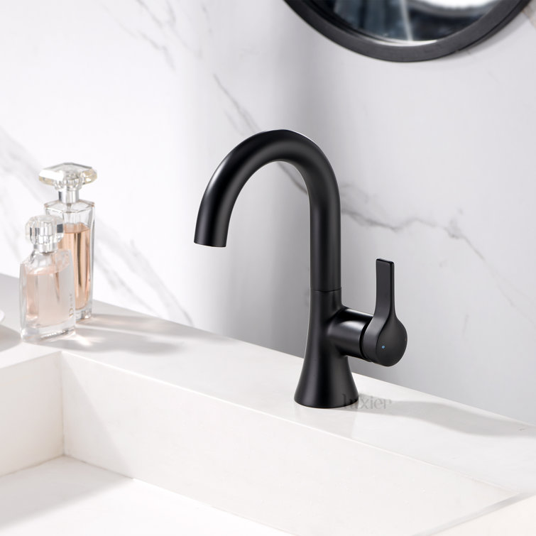 Matte Black Single Hole Bathroom Faucet with Drain Assembly