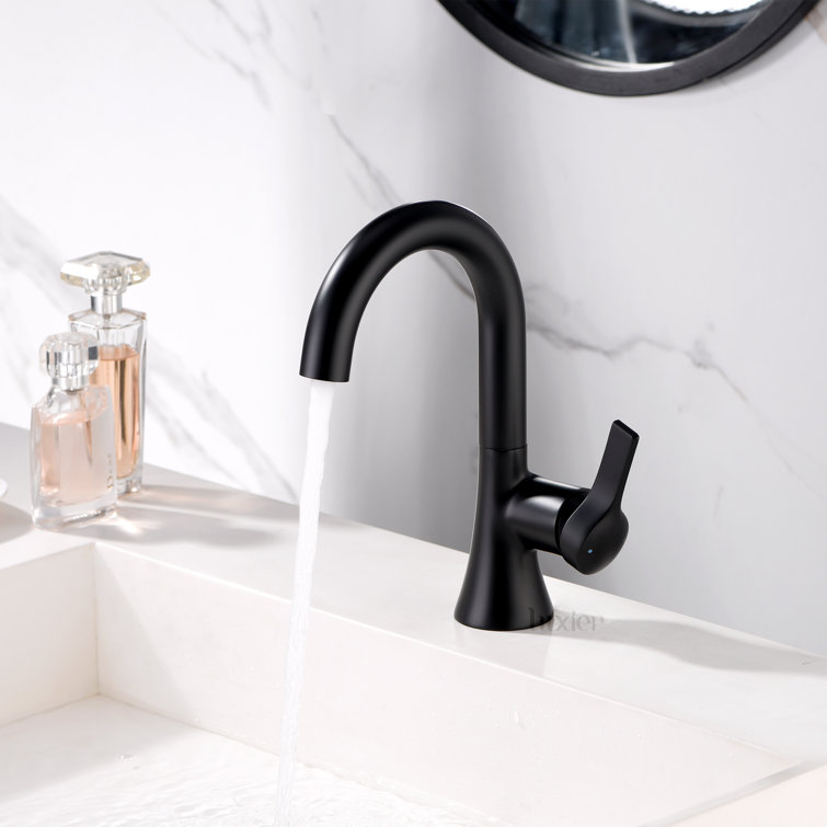 Matte Black Single Hole Bathroom Faucet with Drain Assembly