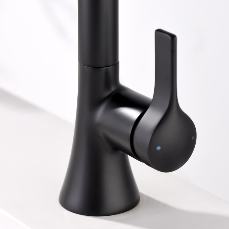 Matte Black Single Hole Bathroom Faucet with Drain Assembly