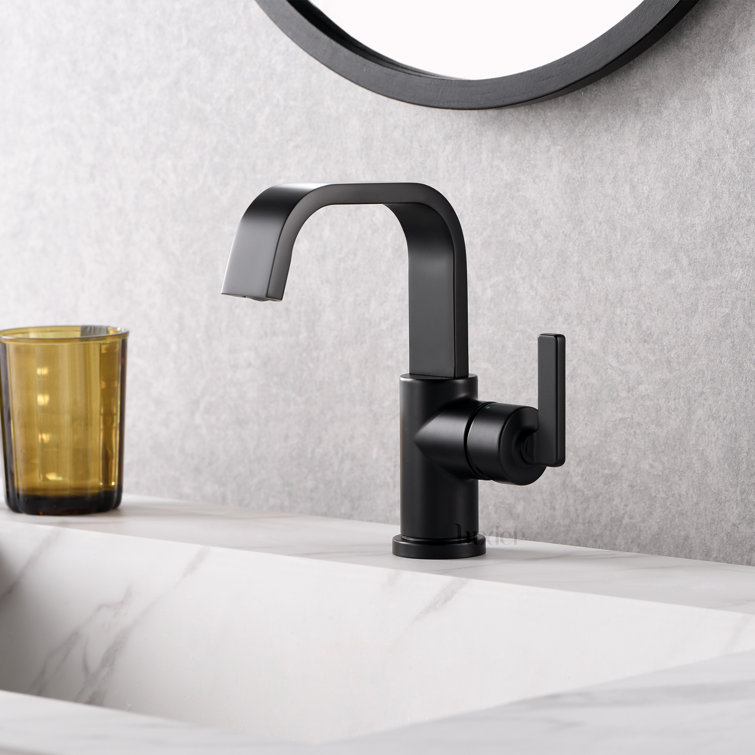 Matte Black Single-Handle Bathroom Faucet with Drain Assembly