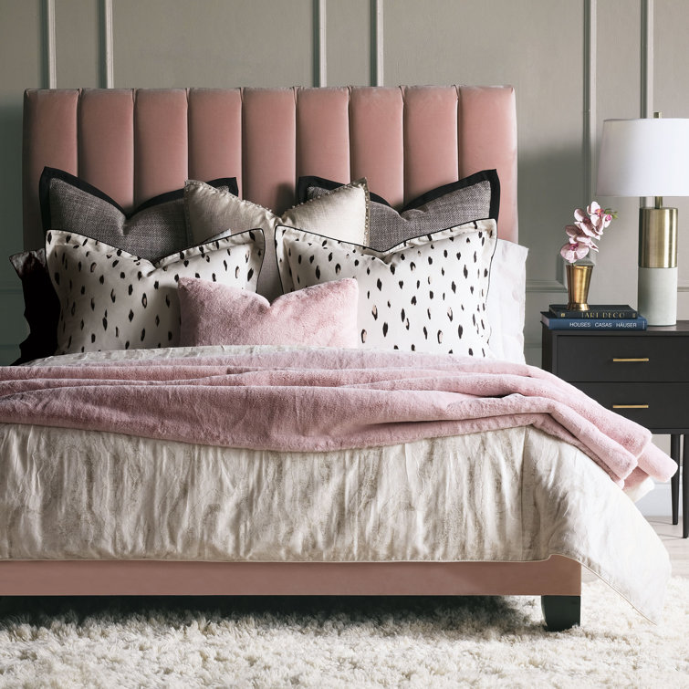Barclay Butera Pink Faux Fur Rectangular Lumbar Pillow