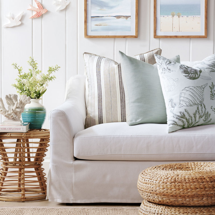 Light Blue Cotton Blend Square Throw Pillow