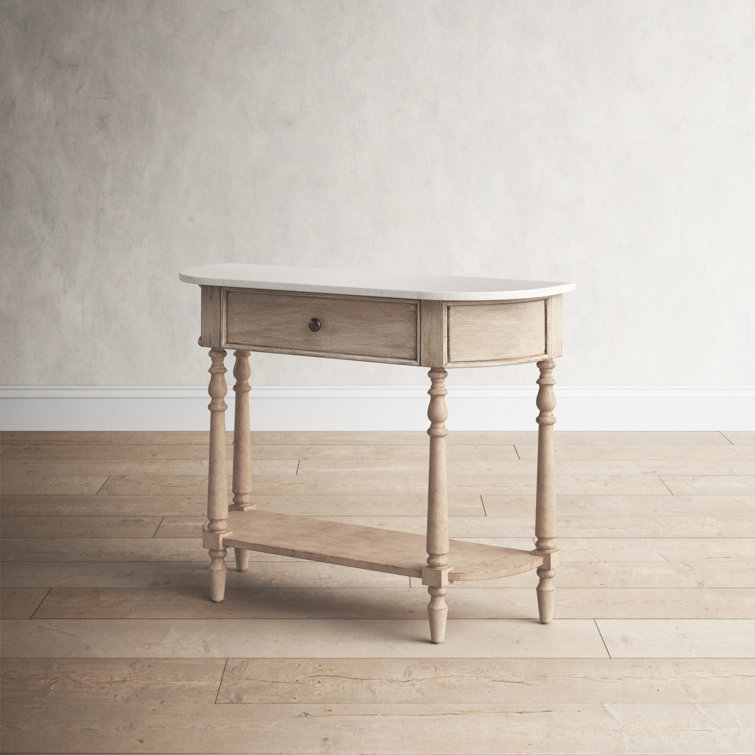 Umber Elegance Marble-Top Console Table with Storage