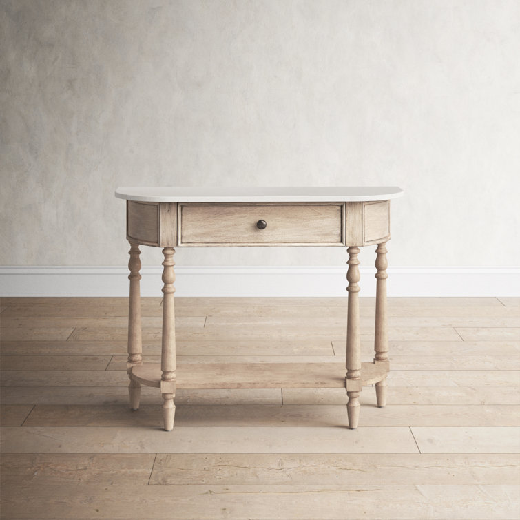 Umber Elegance Marble-Top Console Table with Storage